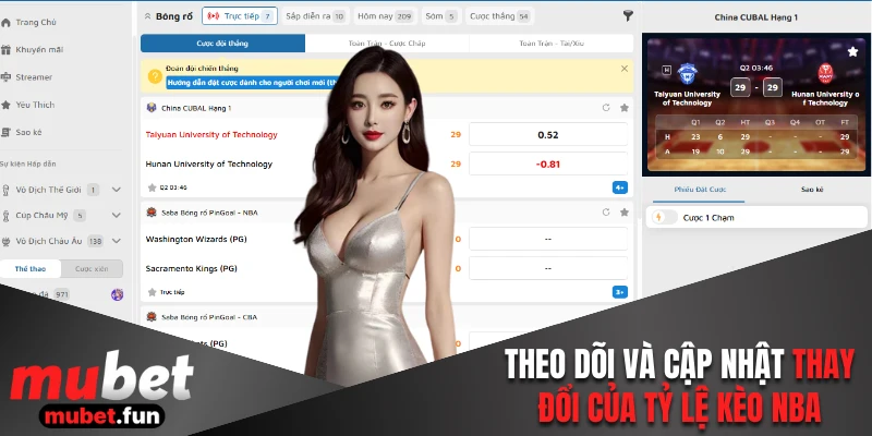 Theo dõi và cập nhật thay đổi của tỷ lệ cược