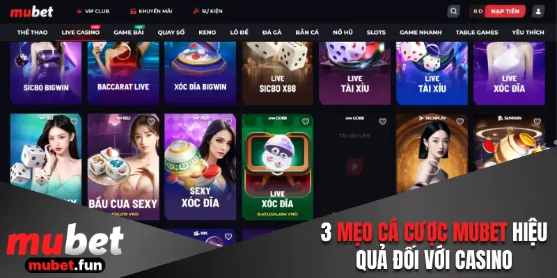 3 mẹo cá cược Mubet hiệu quả đối với casino